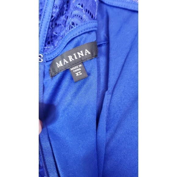 Marina Long Sleeve Column Gown in Cobalt Blue Size XS Sequins - Picture 7 of 9